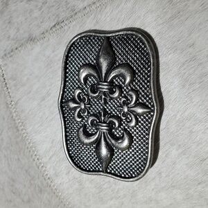 Cross Fleur De Lis Goth Silver Tone Belt Buckle